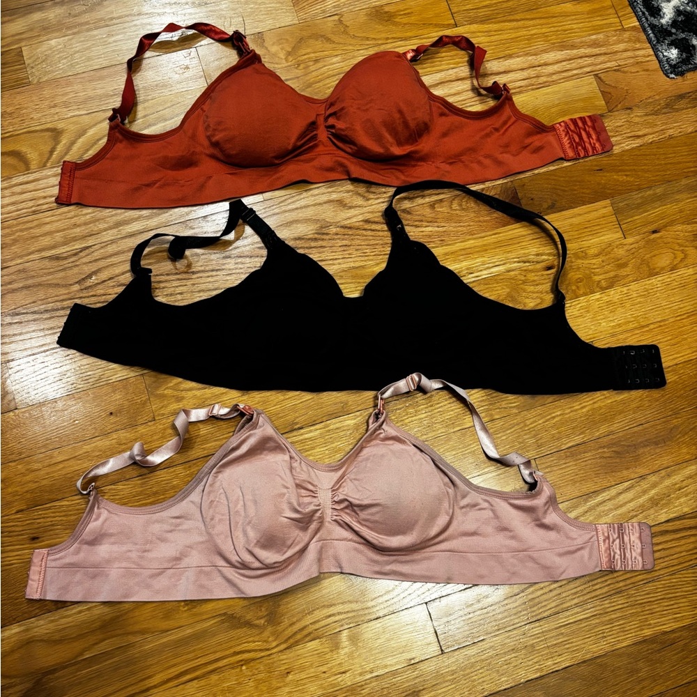 Amazon Women's 3-Pack Bras in Rust, Black, and Blush